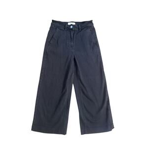 Women 2 Everlane Navy Denim Jeans Pants High Rise Wide Leg Cropped Cotton